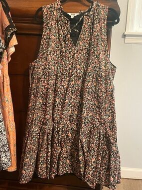 BB Dakota Steve Madden xxl floral sleeveless tiered babydoll dress new lined blk